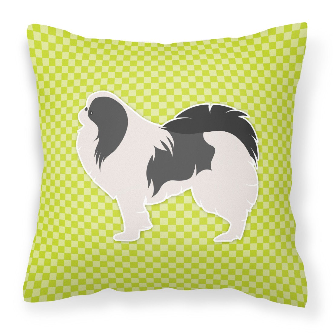 Japanese Chin Checkerboard Green Fabric Decorative Pillow BB3837PW1818 by Caroline&#39;s Treasures