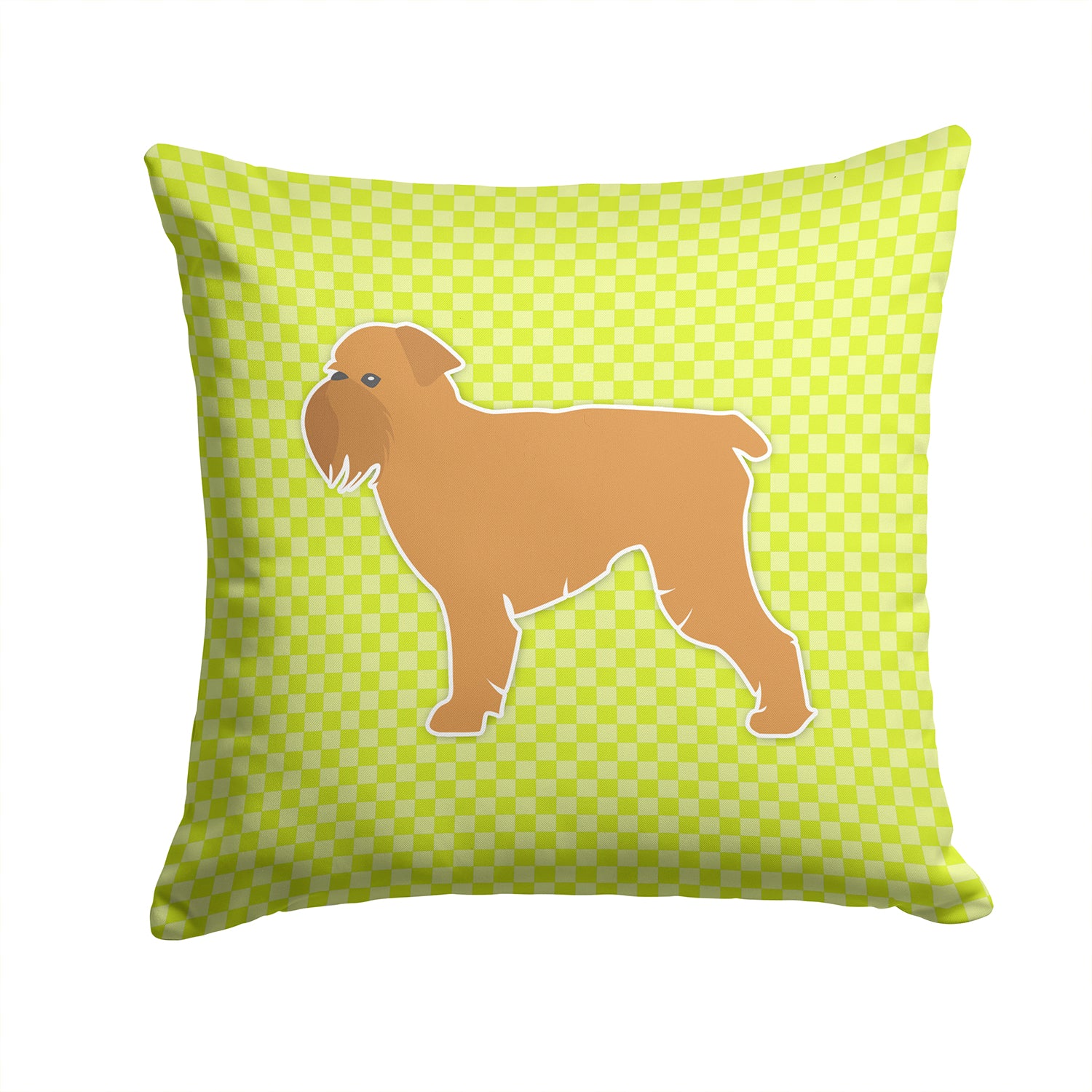 Brussels Griffon Checkerboard Green Fabric Decorative Pillow BB3840PW1414 - the-store.com