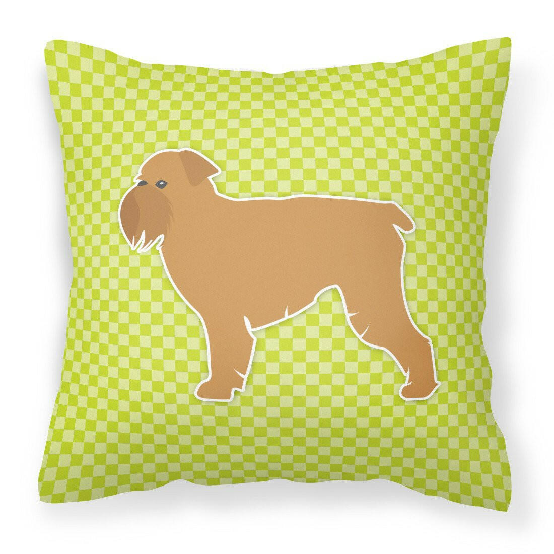 Brussels Griffon Checkerboard Green Fabric Decorative Pillow BB3840PW1818 by Caroline&#39;s Treasures