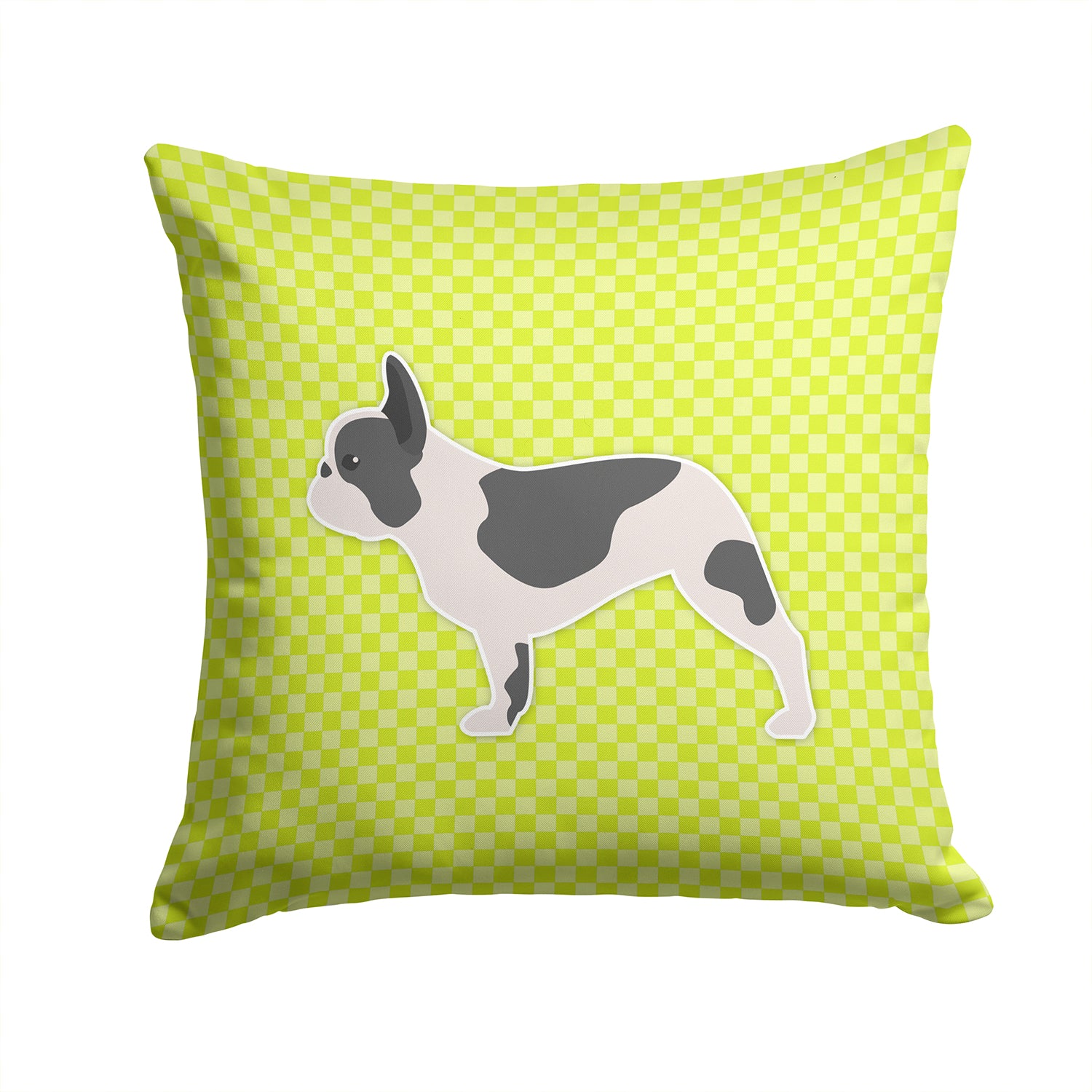 French Bulldog Checkerboard Green Fabric Decorative Pillow BB3841PW1414 - the-store.com