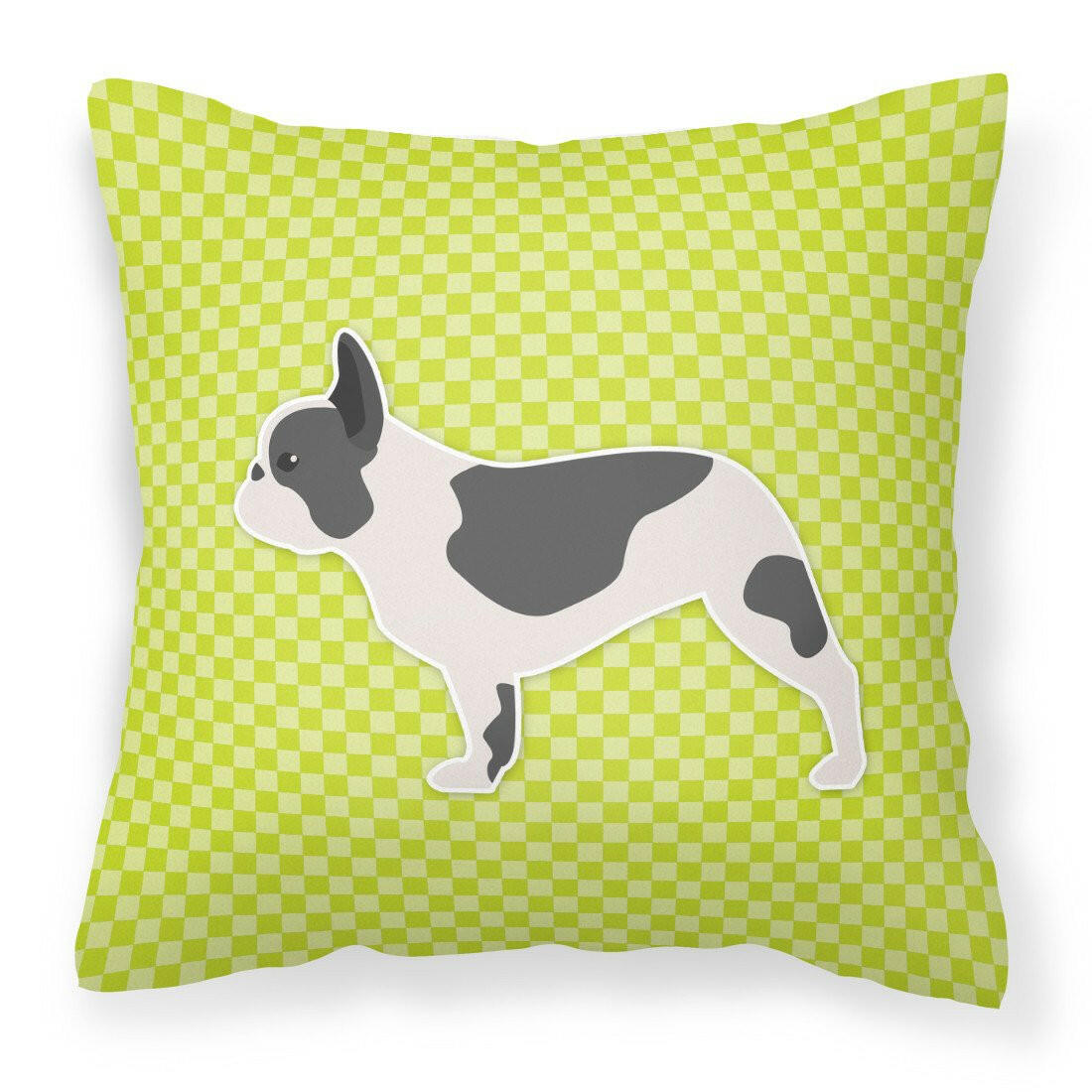 French Bulldog Checkerboard Green Fabric Decorative Pillow BB3841PW1818 by Caroline&#39;s Treasures