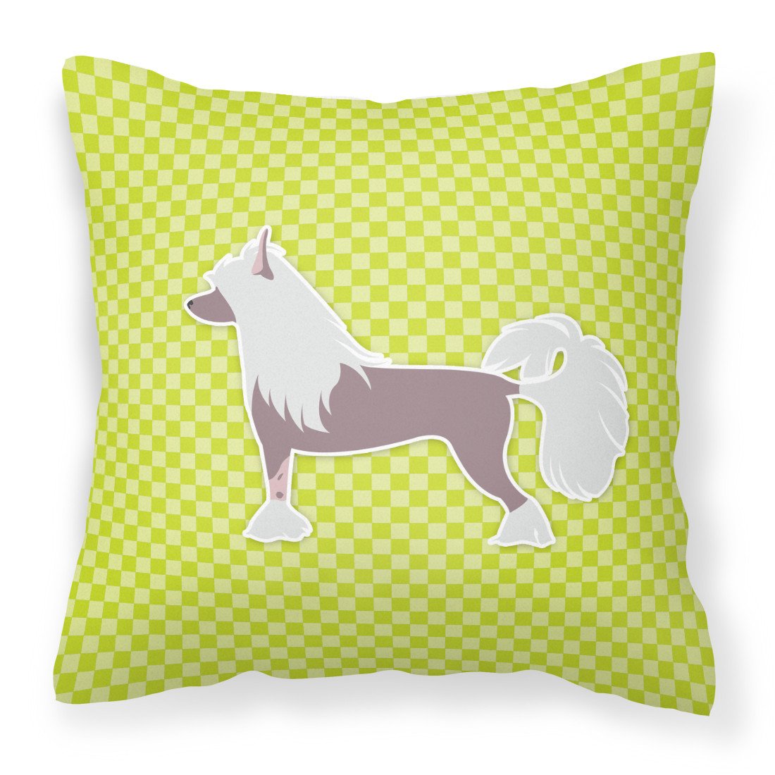 Chinese Crested Checkerboard Green Fabric Decorative Pillow BB3843PW1818 by Caroline&#39;s Treasures