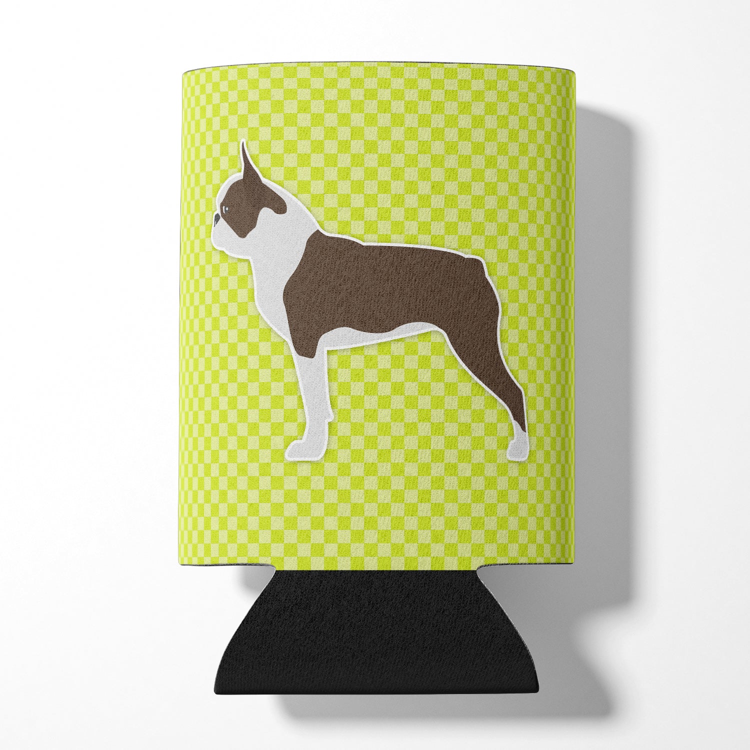 Boston Terrier Damier Vert Canette ou Porte-Bouteille BB3844CC