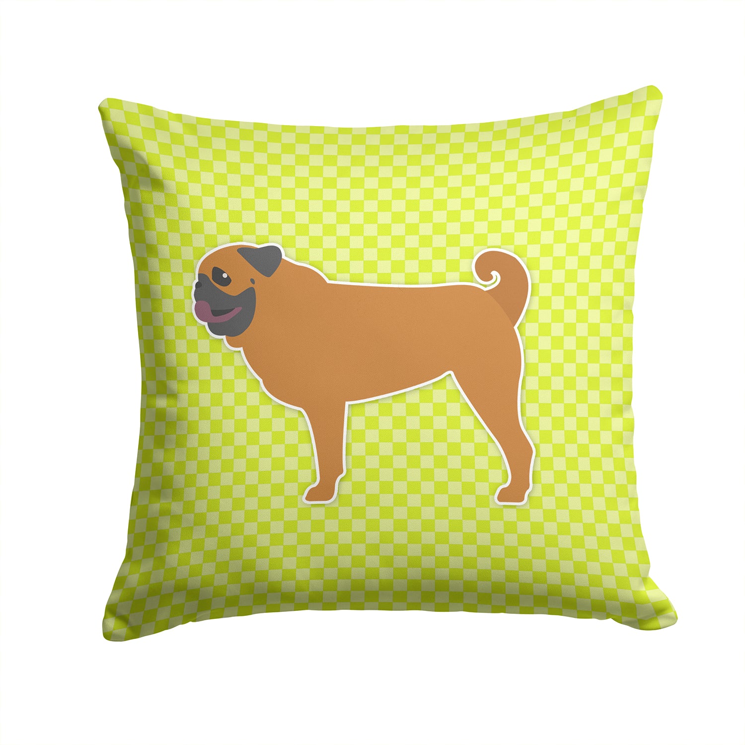 Pug Checkerboard Green Fabric Decorative Pillow BB3847PW1414 - the-store.com