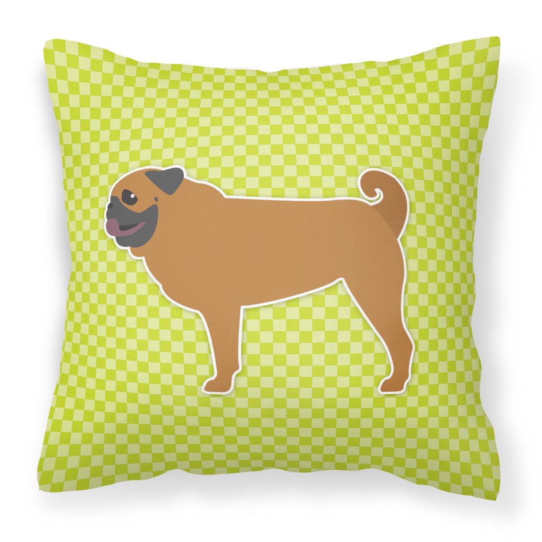 Pug Checkerboard Green Fabric Decorative Pillow BB3847PW1818 by Caroline's Treasures