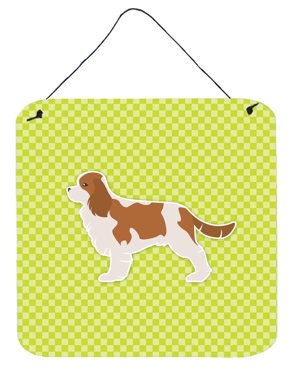Cavalier King Charles Spaniel Checkerboard Green Wall or Door Hanging Prints BB3849DS66 by Caroline's Treasures