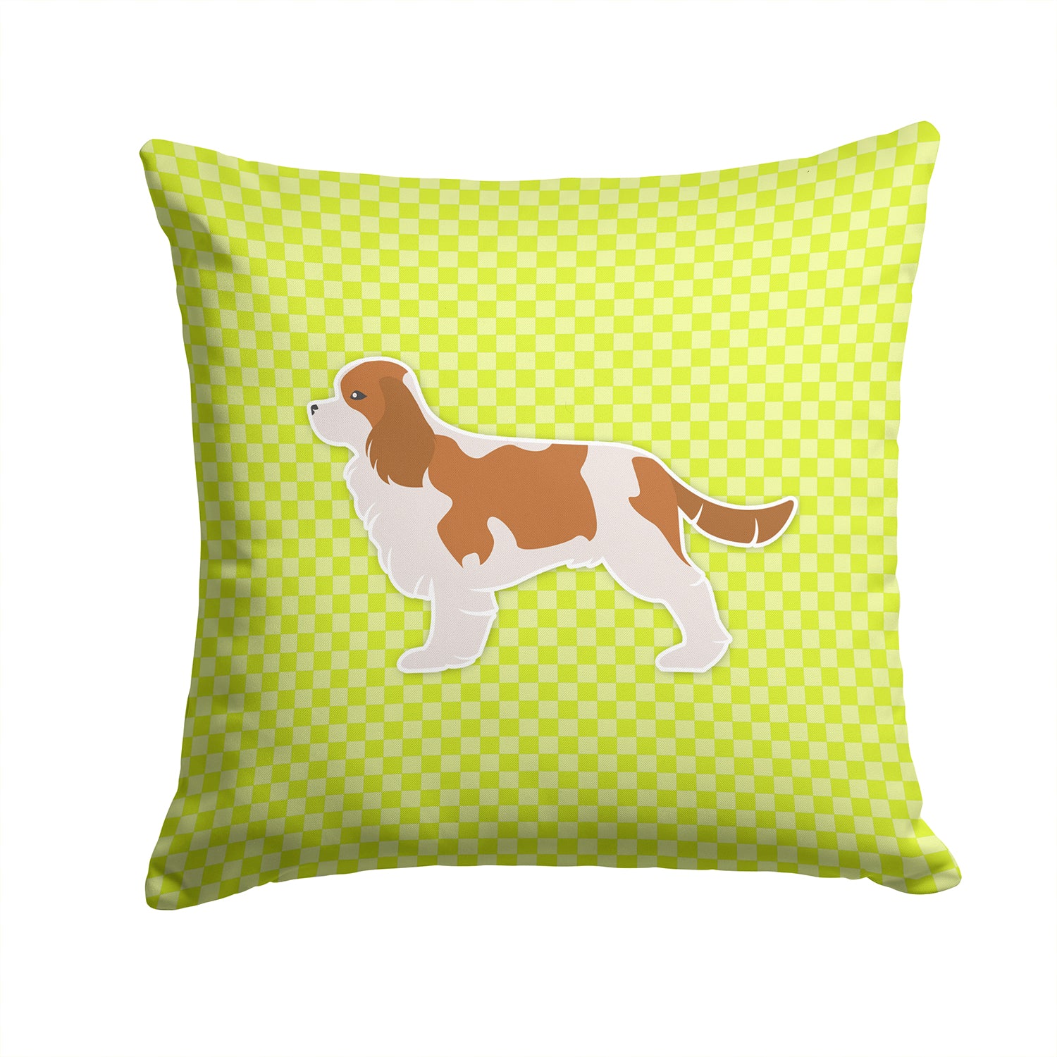 Cavalier King Charles Spaniel Checkerboard Green Fabric Decorative Pillow BB3849PW1414 - the-store.com