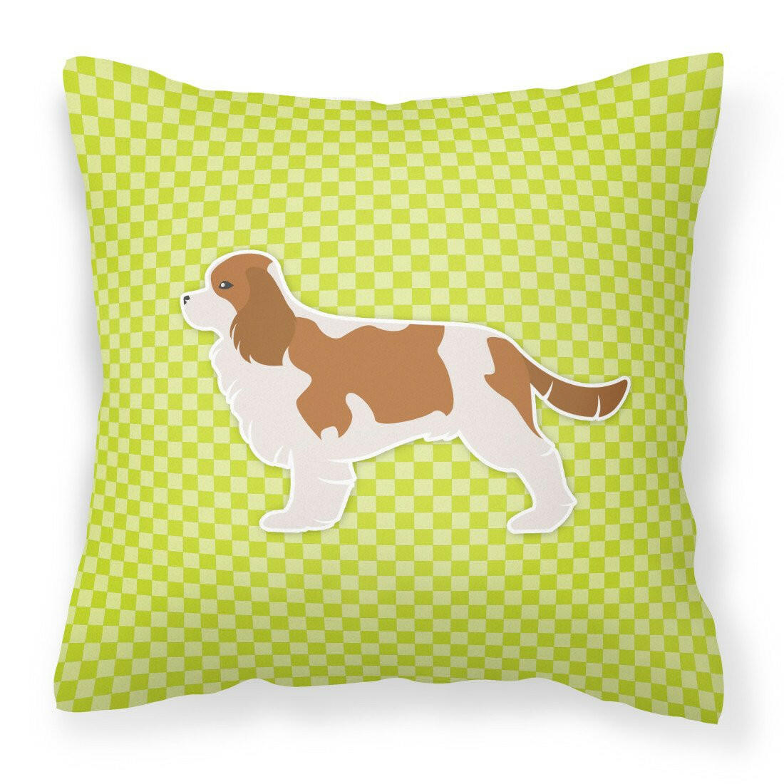 Cavalier King Charles Spaniel Checkerboard Green Fabric Decorative Pillow BB3849PW1818 by Caroline&#39;s Treasures