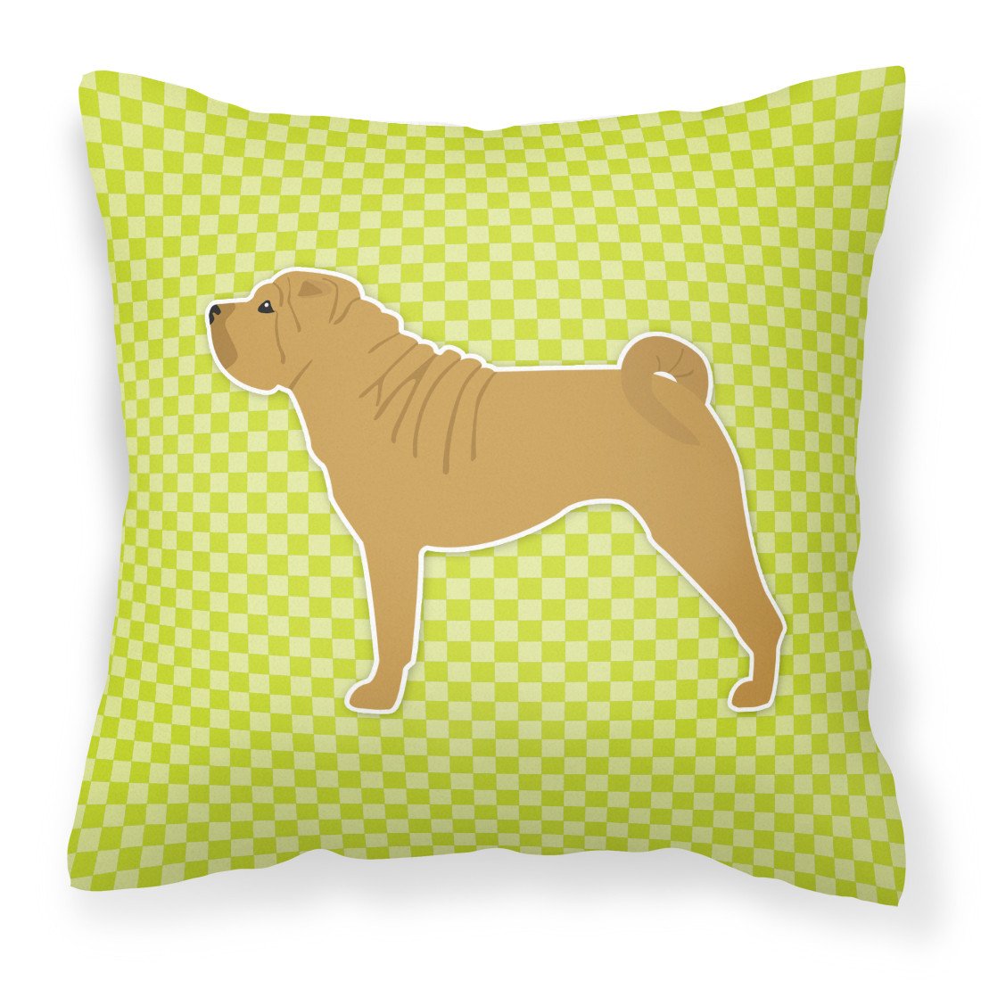 Shar Pei Checkerboard Green Fabric Decorative Pillow BB3852PW1818 by Caroline&#39;s Treasures