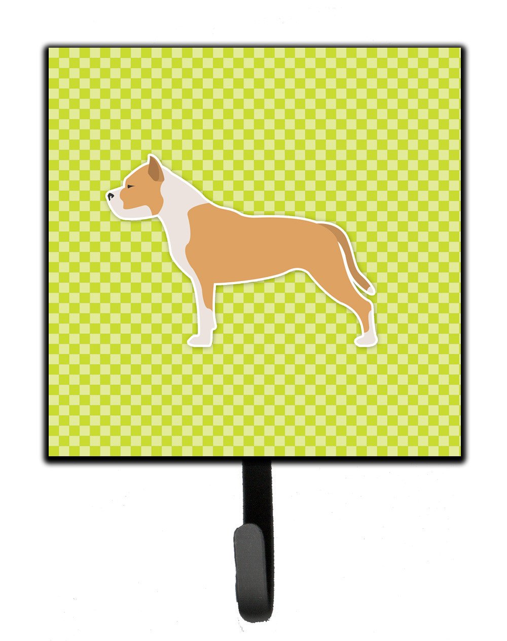Staffordshire Bull Terrier Checkerboard Green Leash or Key Holder BB3854SH4 by Caroline&#39;s Treasures