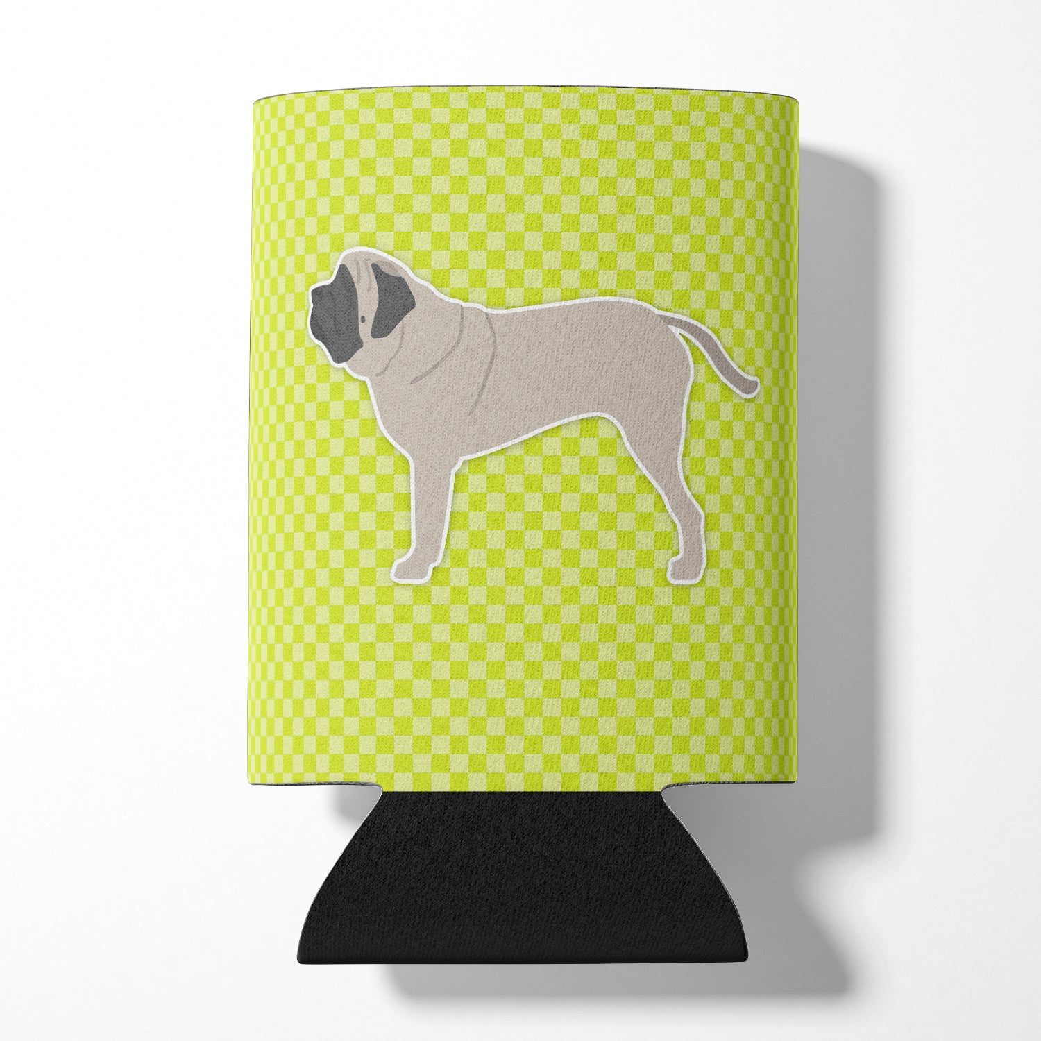 English Mastiff Checkerboard Green Can or Bottle Hugger BB3856CC  the-store.com.