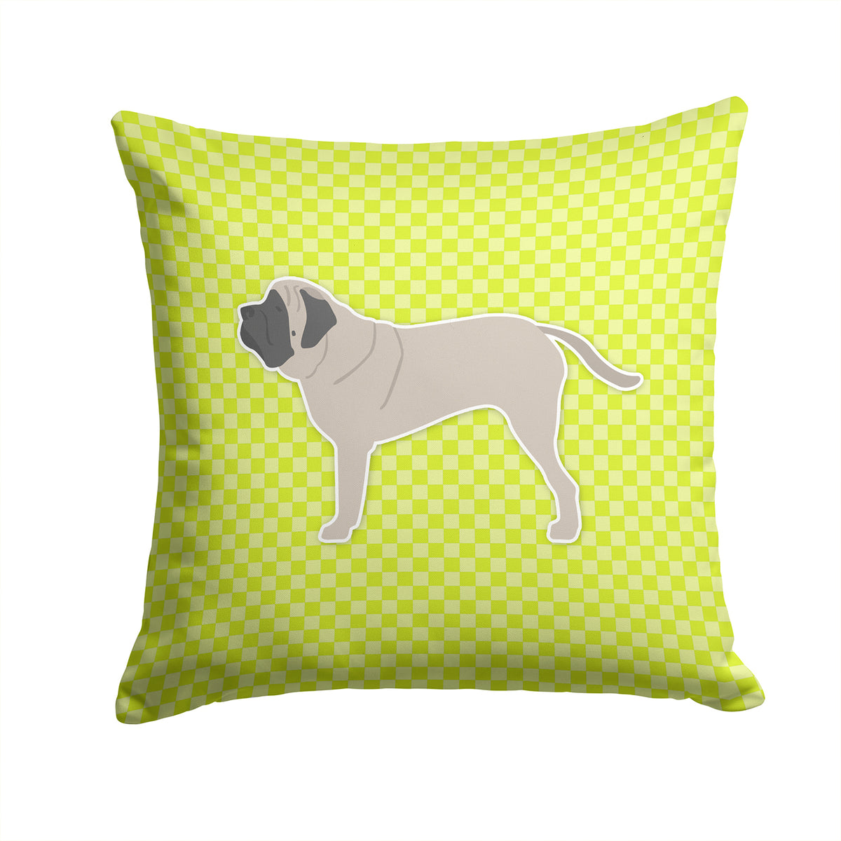 English Mastiff Checkerboard Green Fabric Decorative Pillow BB3856PW1414 - the-store.com