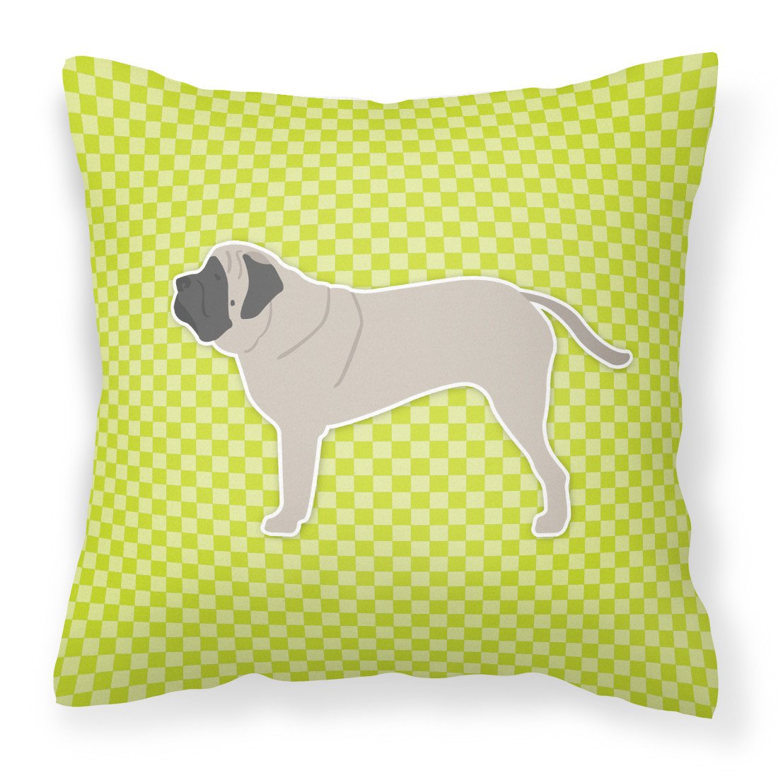 English Mastiff Checkerboard Green Fabric Decorative Pillow BB3856PW1818 by Caroline&#39;s Treasures