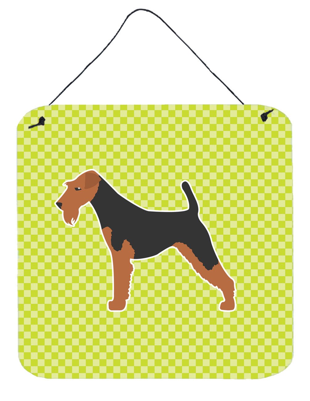 Airedale Terrier Checkerboard Green Wall or Door Hanging Prints BB3857DS66 by Caroline&#39;s Treasures