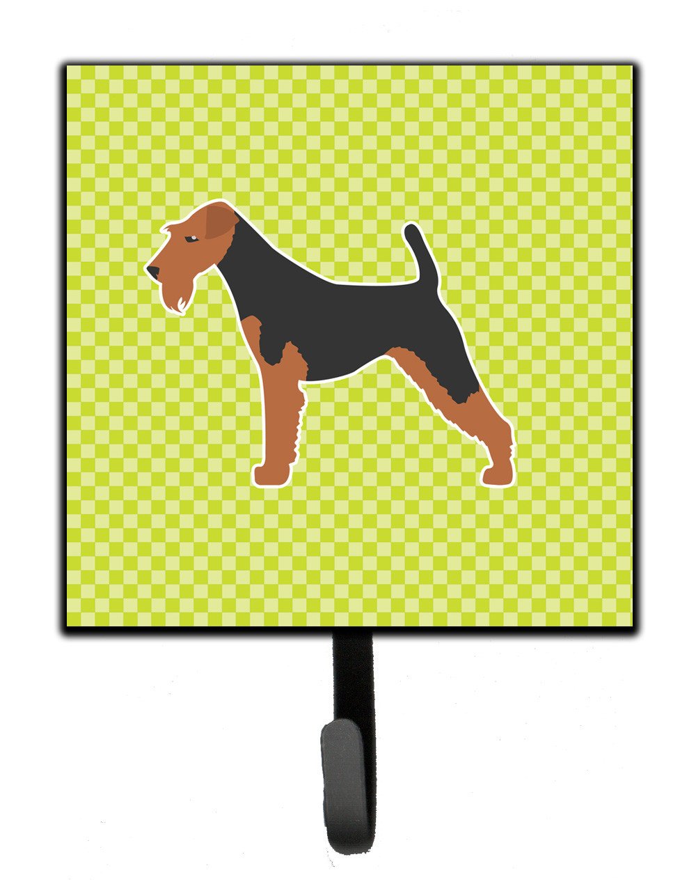 Airedale Terrier Checkerboard Green Leash or Key Holder BB3857SH4 by Caroline&#39;s Treasures