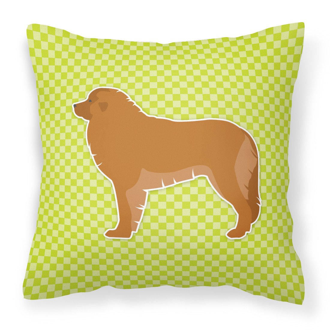 Leonberger Checkerboard Green Fabric Decorative Pillow BB3858PW1818 by Caroline&#39;s Treasures