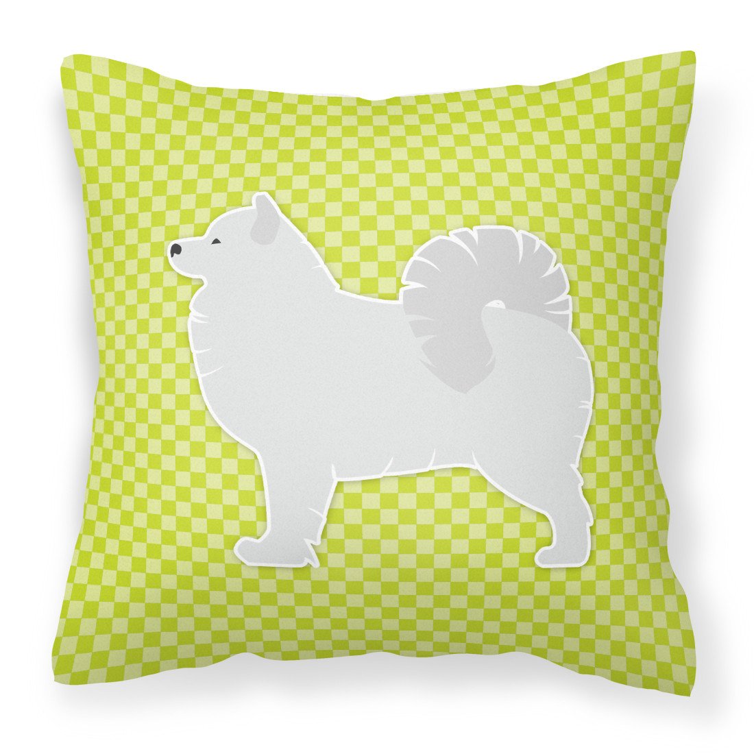 Samoyed Checkerboard Green Fabric Decorative Pillow BB3859PW1818 by Caroline&#39;s Treasures
