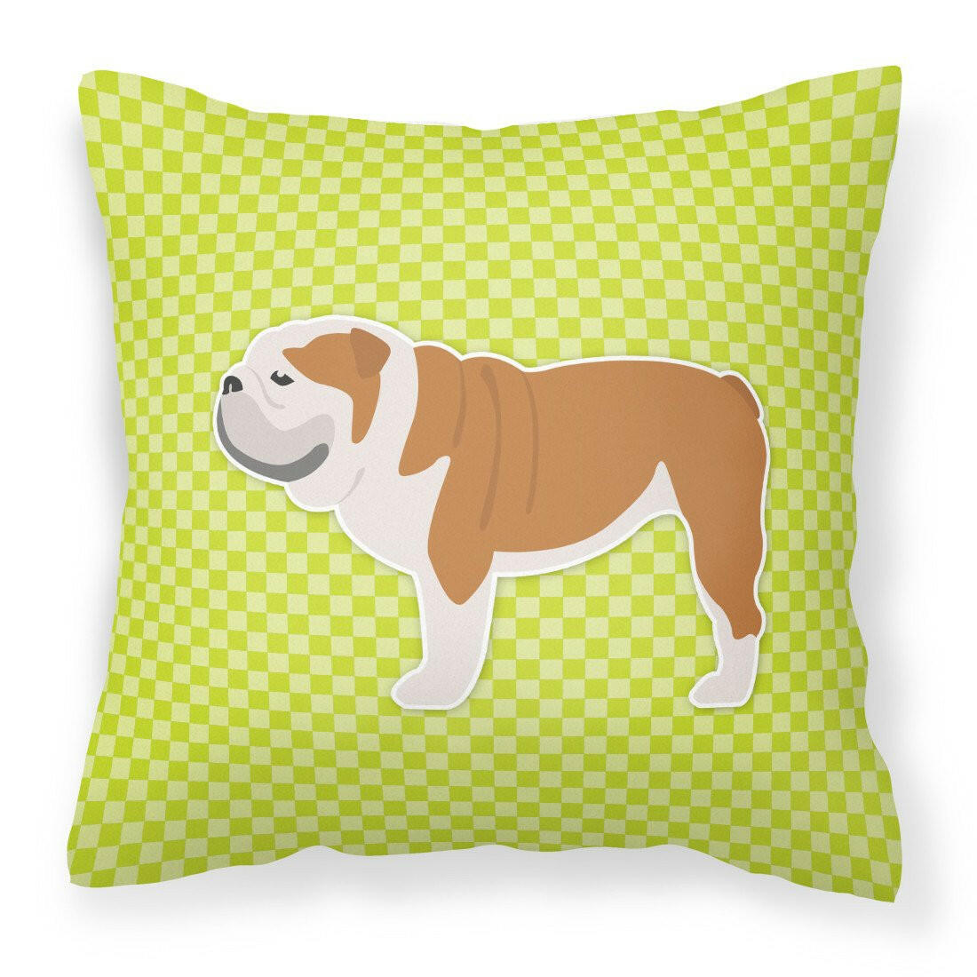 English Bulldog Checkerboard Green Fabric Decorative Pillow BB3862PW1818 by Caroline&#39;s Treasures