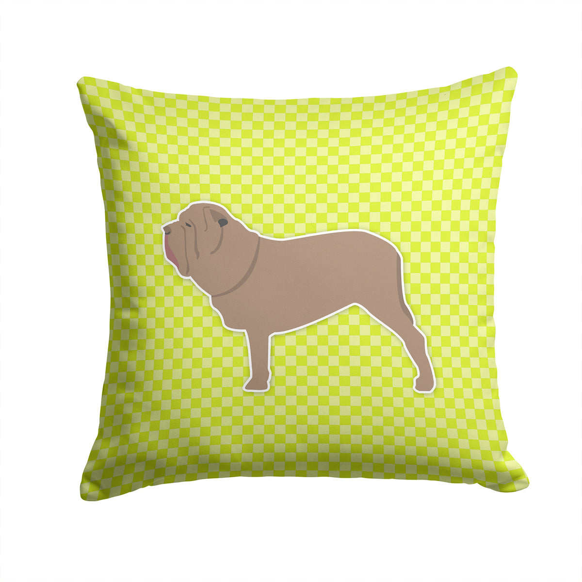 Neapolitan Mastiff Checkerboard Green Fabric Decorative Pillow BB3865PW1414 - the-store.com