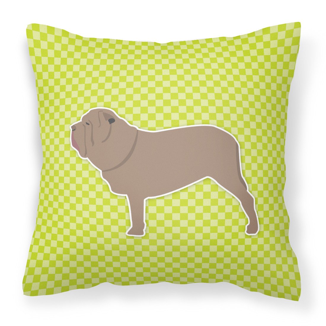 Neapolitan Mastiff Checkerboard Green Fabric Decorative Pillow BB3865PW1818 by Caroline&#39;s Treasures