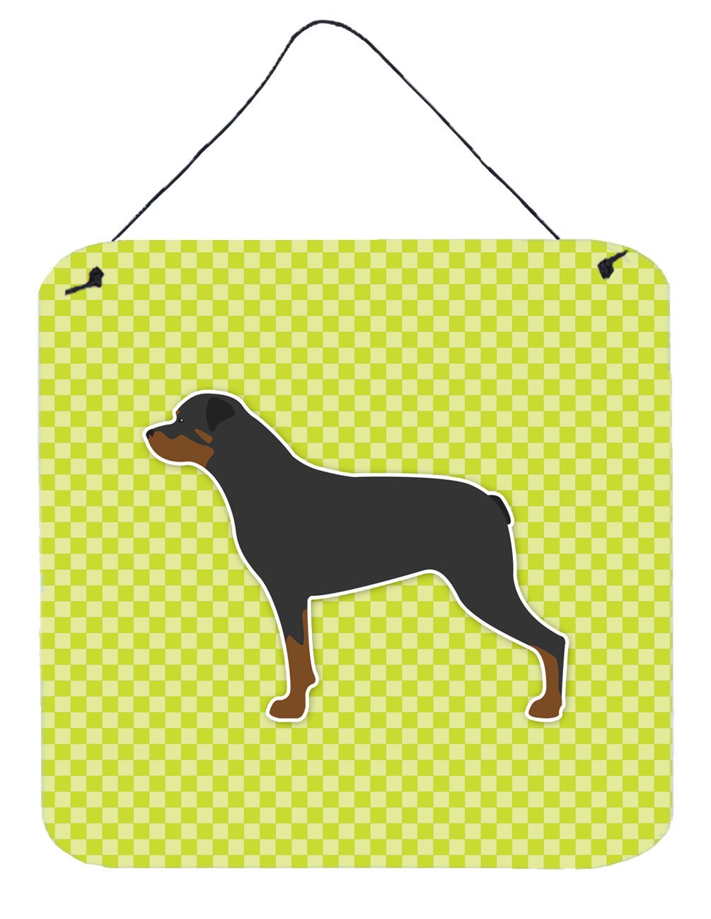 Rottweiler Checkerboard Green Wall or Door Hanging Prints BB3866DS66 by Caroline's Treasures
