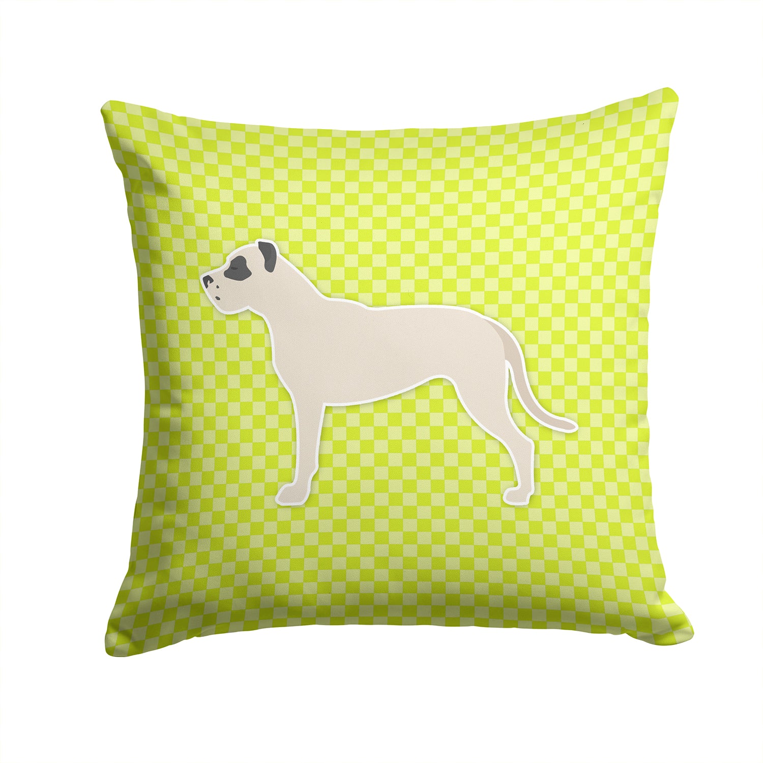 Dogo Argentino Checkerboard Green Fabric Decorative Pillow BB3867PW1414 - the-store.com