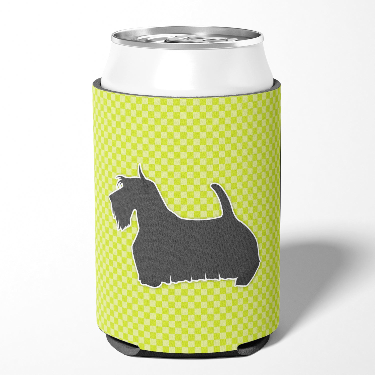 Scottish Terrier Checkerboard Green Can or Bottle Hugger BB3869CC