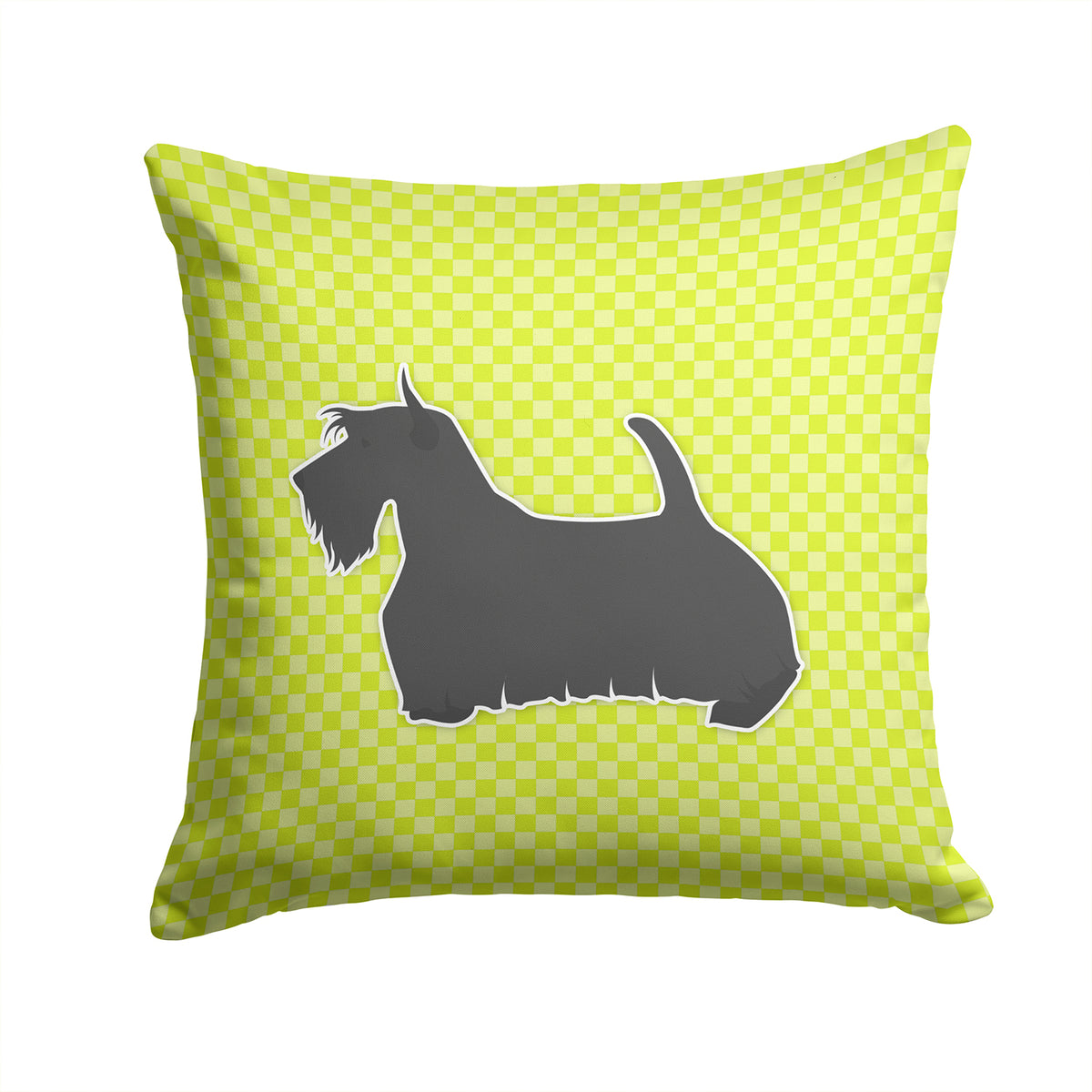 Scottish Terrier Checkerboard Green Fabric Decorative Pillow BB3869PW1414 - the-store.com