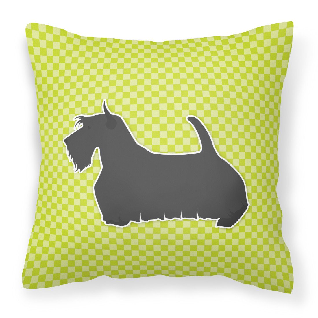 Scottish Terrier Checkerboard Green Fabric Decorative Pillow BB3869PW1818 by Caroline's Treasures