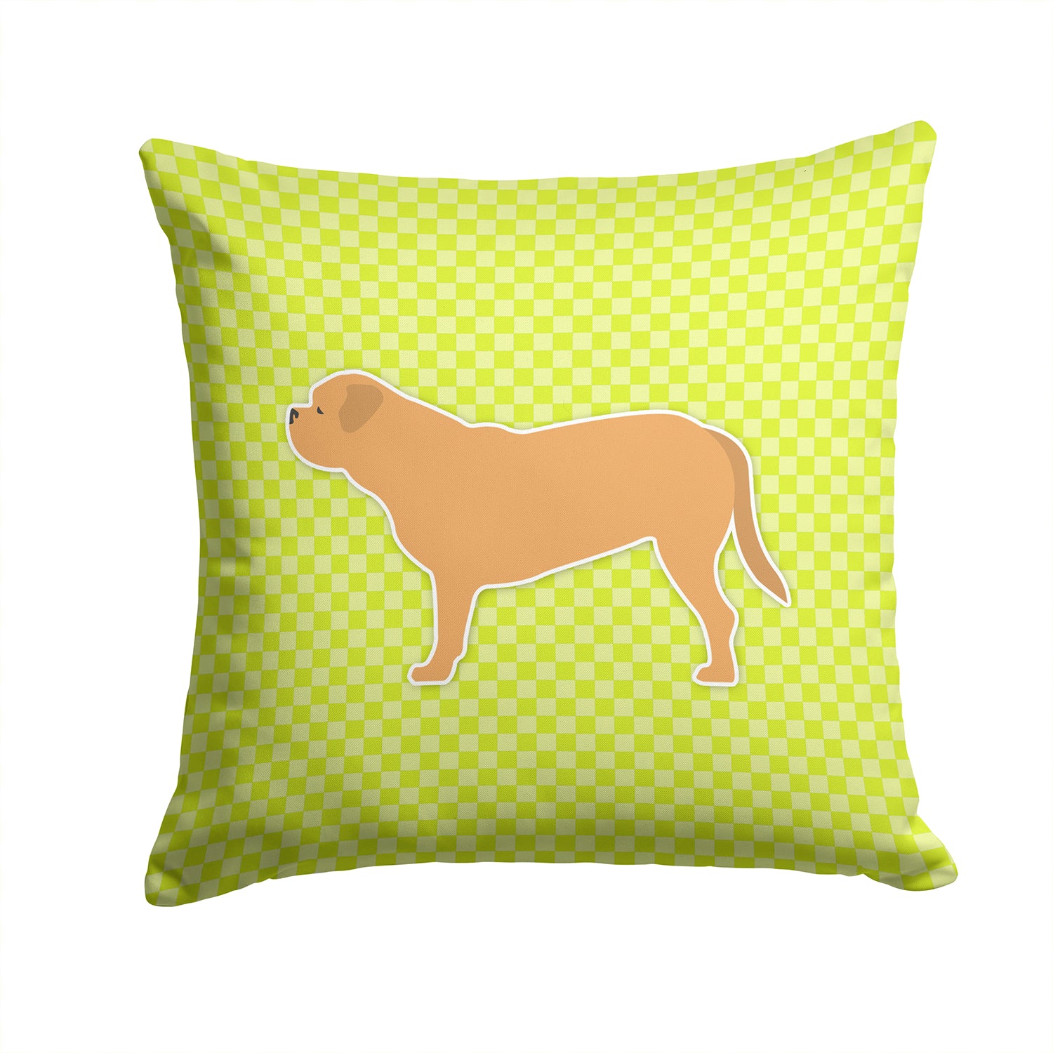 Dogue de Bordeaux Checkerboard Green Fabric Decorative Pillow BB3870PW1414 - the-store.com