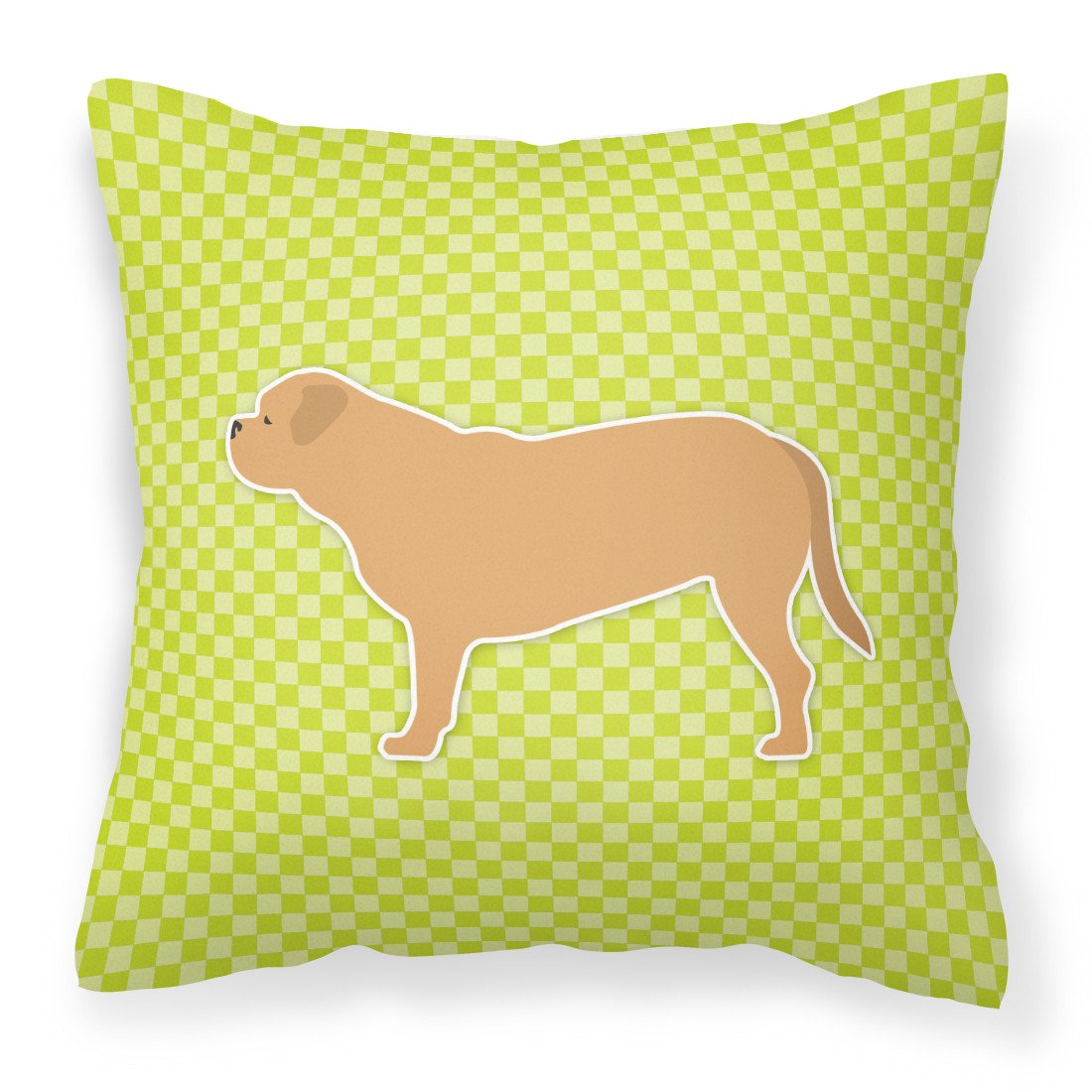 Dogue de Bordeaux Checkerboard Green Fabric Decorative Pillow BB3870PW1818 by Caroline&#39;s Treasures