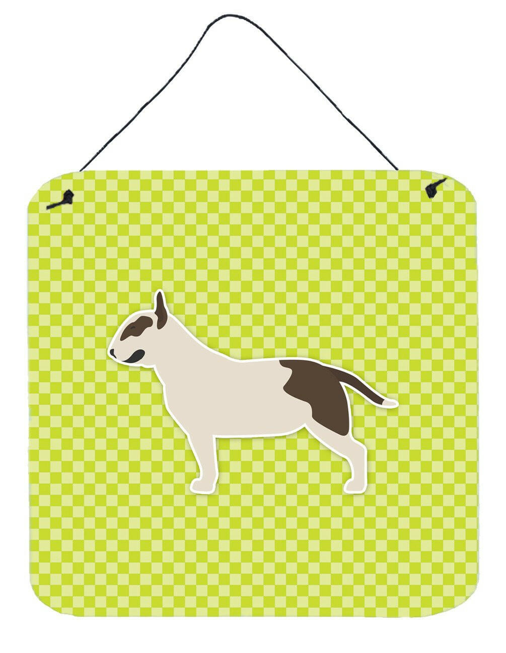 Bull Terrier Checkerboard Green Wall or Door Hanging Prints BB3878DS66 by Caroline&#39;s Treasures