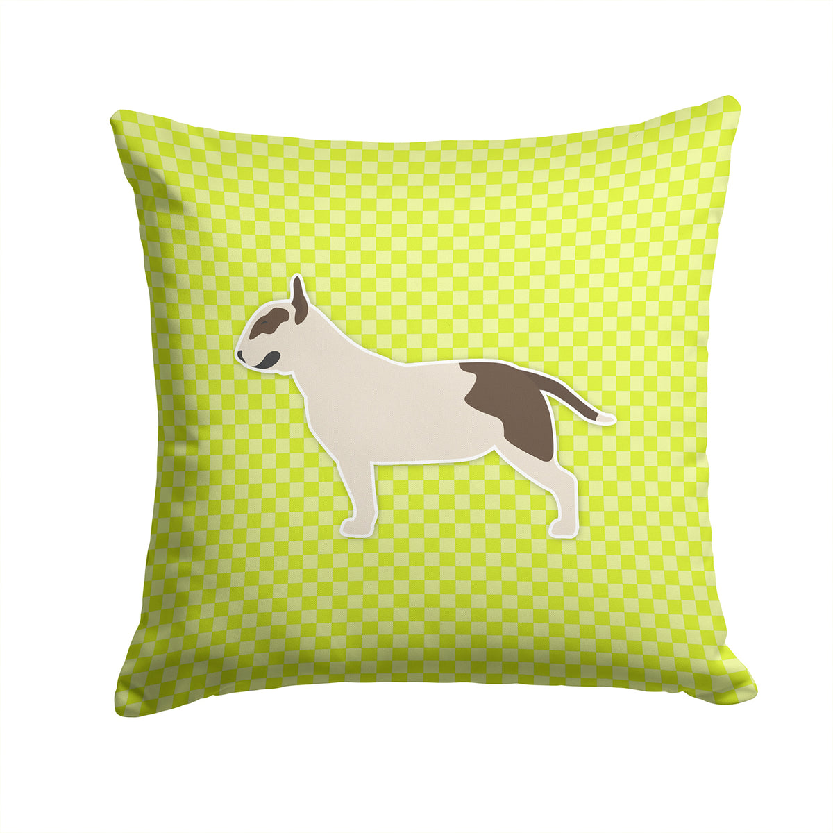 Bull Terrier Checkerboard Green Fabric Decorative Pillow BB3878PW1414 - the-store.com