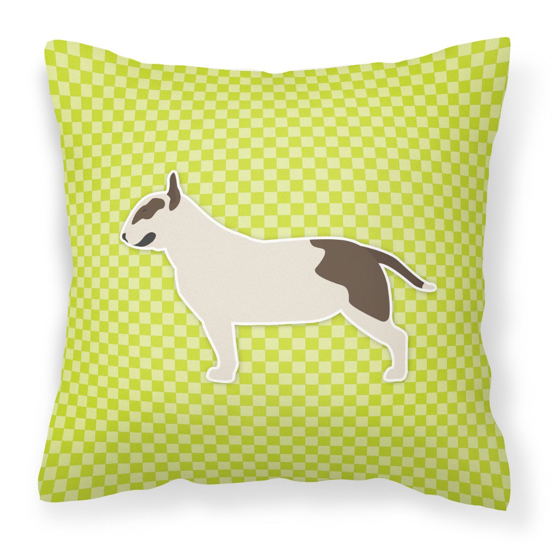 Bull Terrier Checkerboard Green Fabric Decorative Pillow BB3878PW1818 by Caroline&#39;s Treasures