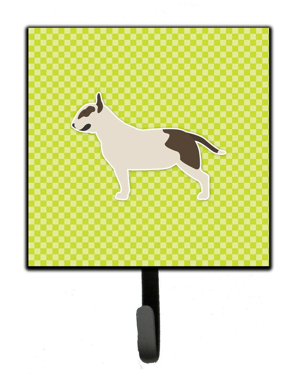 Bull Terrier Checkerboard Green Leash or Key Holder BB3878SH4 by Caroline&#39;s Treasures