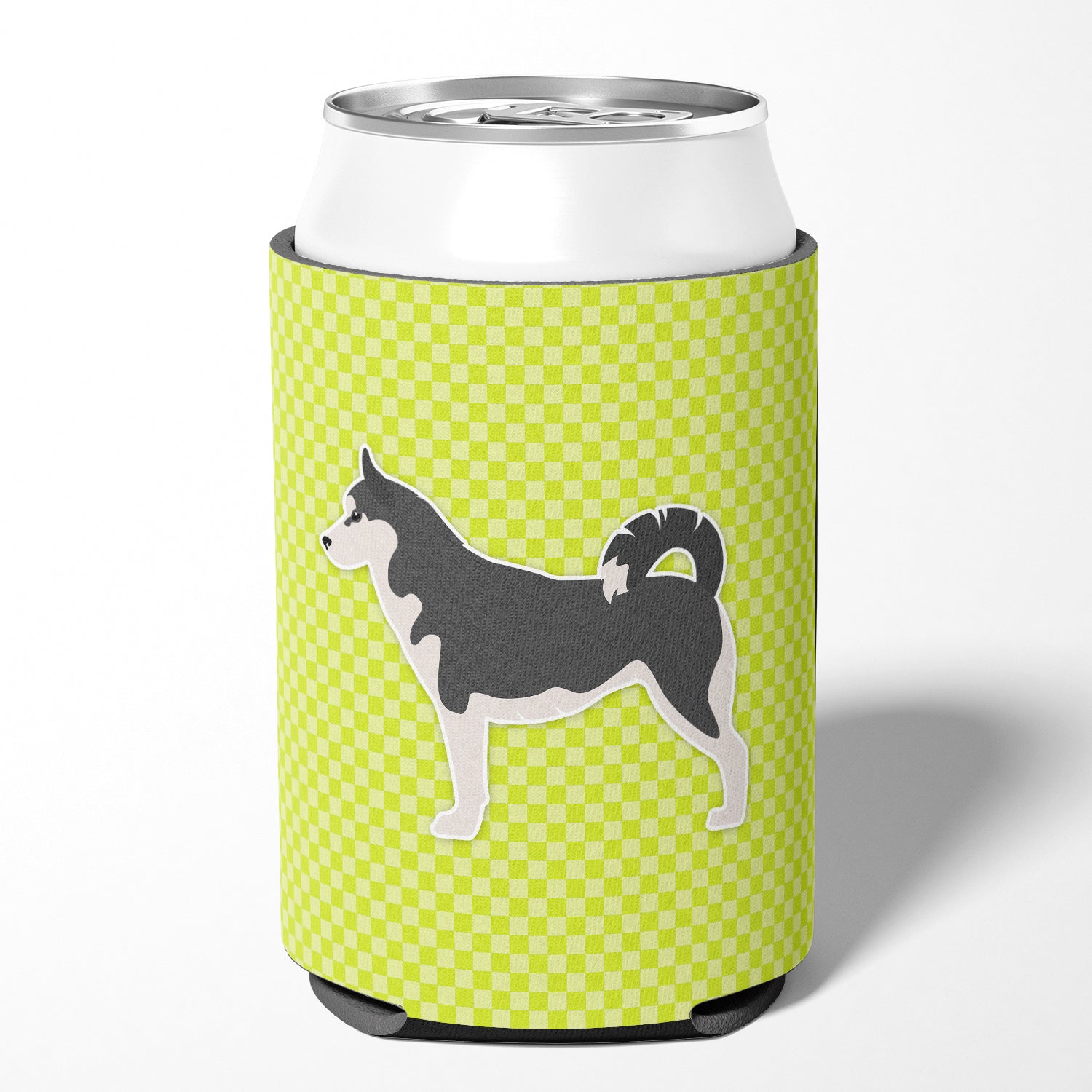 Siberian Husky Checkerboard Green Can or Bottle Hugger BB3880CC