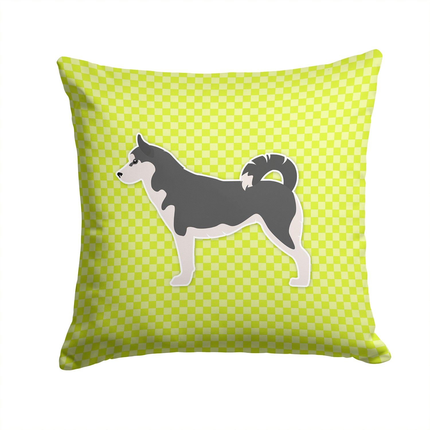 Siberian Husky Checkerboard Green Fabric Decorative Pillow BB3880PW1414 - the-store.com