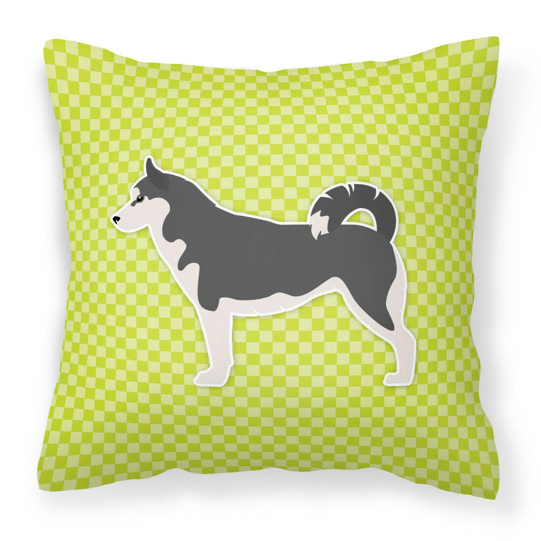Siberian Husky Checkerboard Green Fabric Decorative Pillow BB3880PW1818 by Caroline&#39;s Treasures