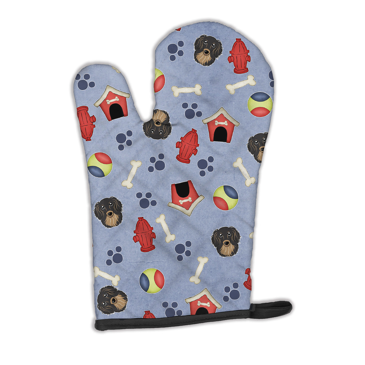 Dog House Collection Longhair Black and Tan Dachshund Oven Mitt BB3992OVMT  the-store.com.