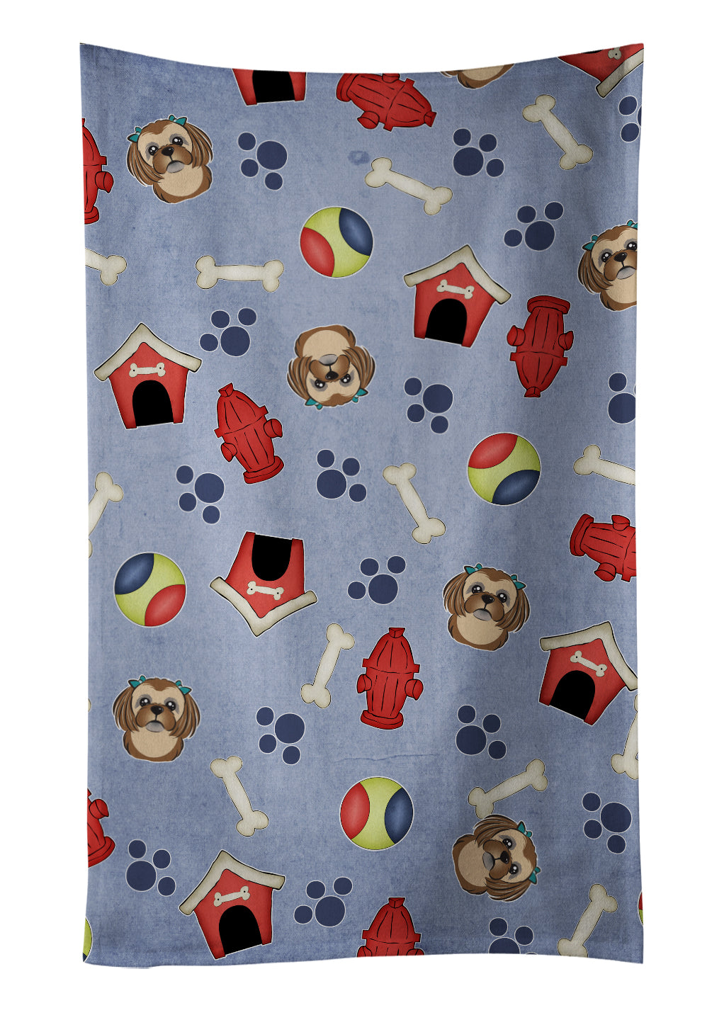 Dog House Collection Chocolate Brown Shih Tzu Kitchen Towel BB4028KTWL - the-store.com