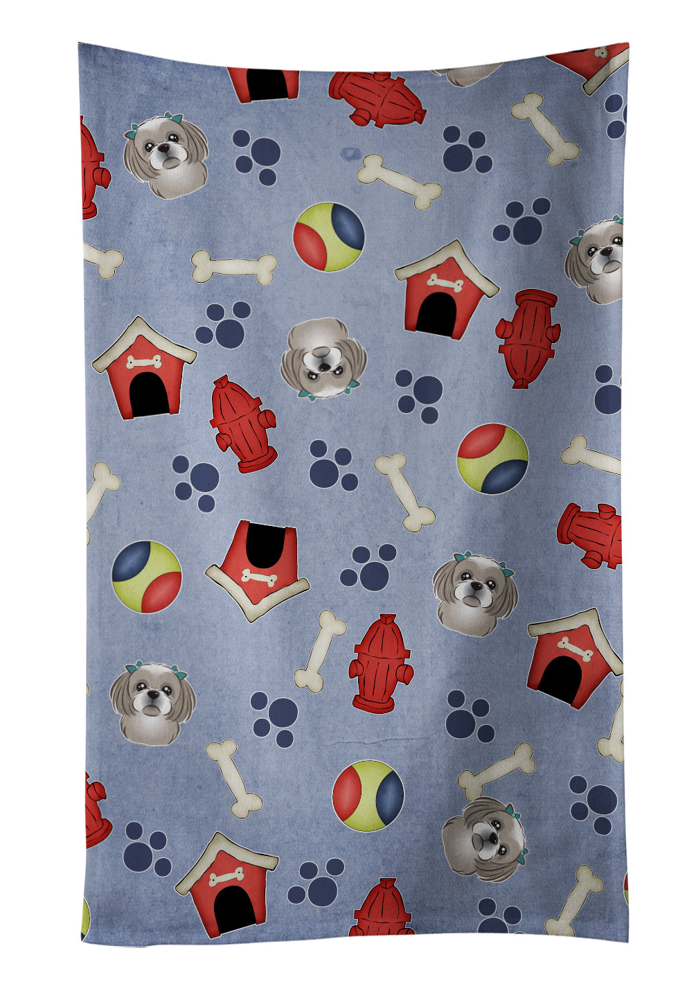 Dog House Collection Gray Silver Shih Tzu Kitchen Towel BB4029KTWL - the-store.com