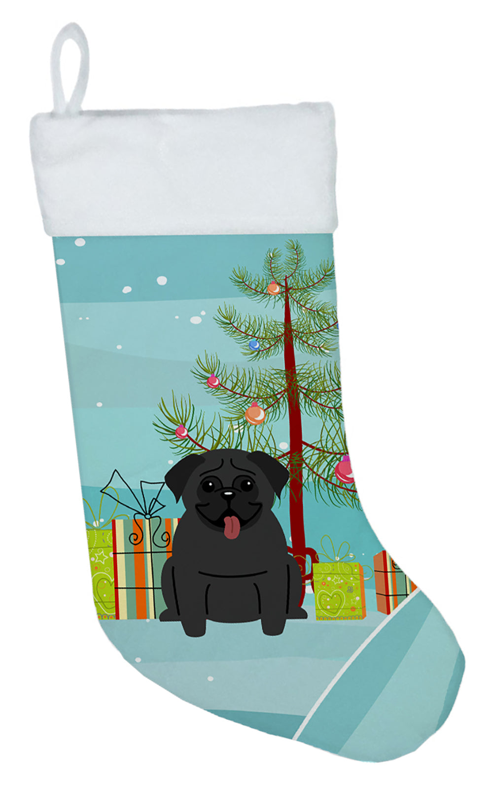Merry Christmas Tree Pug Black Christmas Stocking BB4131CS
