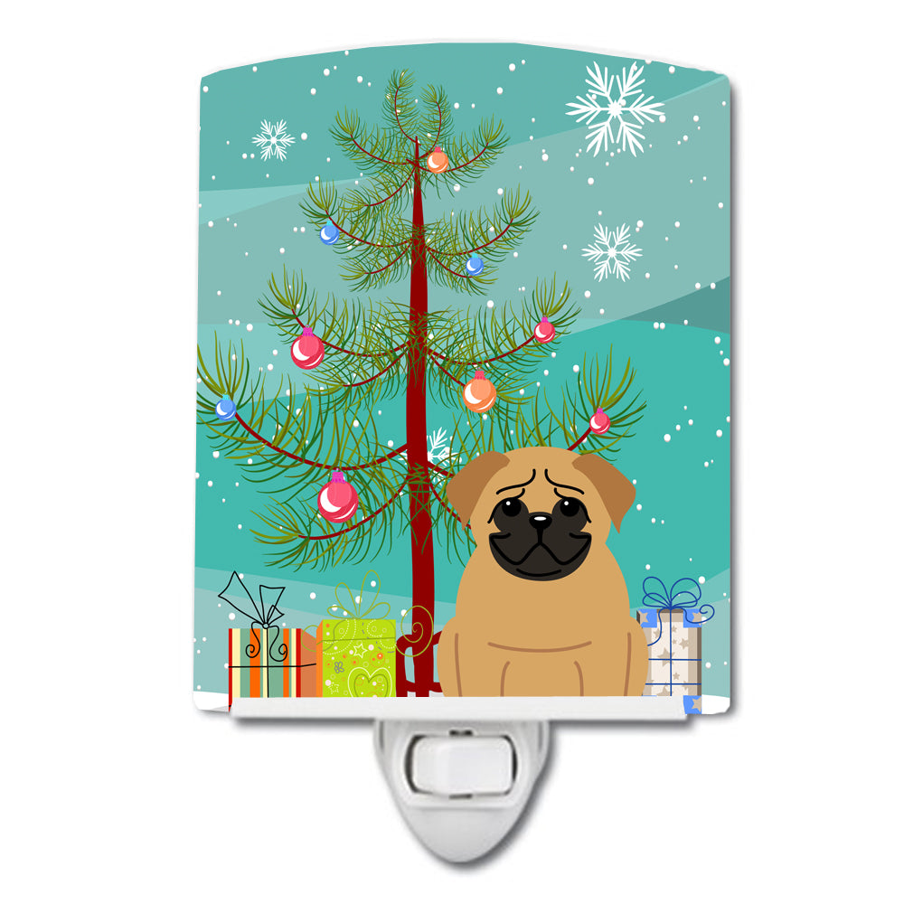 Merry Christmas Tree Pug Brown Ceramic Night Light BB4132CNL - the-store.com