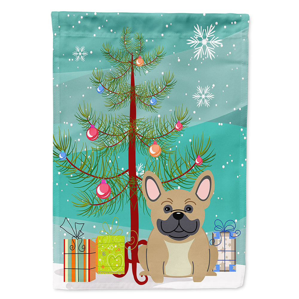 Merry Christmas Tree French Bulldog Cream Flag Canvas House Size BB4135CHF  the-store.com.