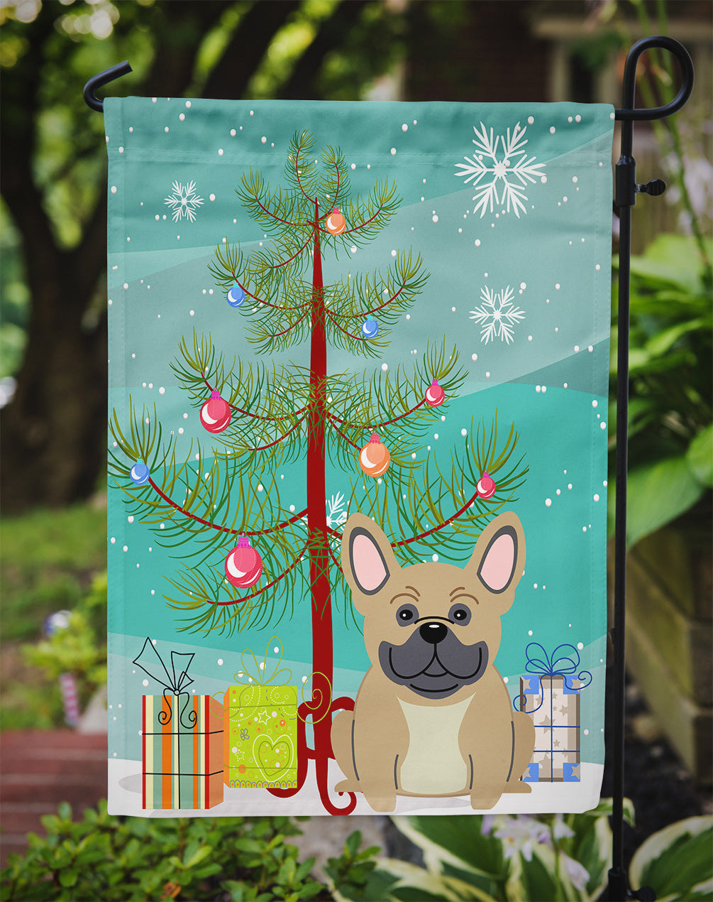 Merry Christmas Tree French Bulldog Cream Flag Garden Size BB4135GF
