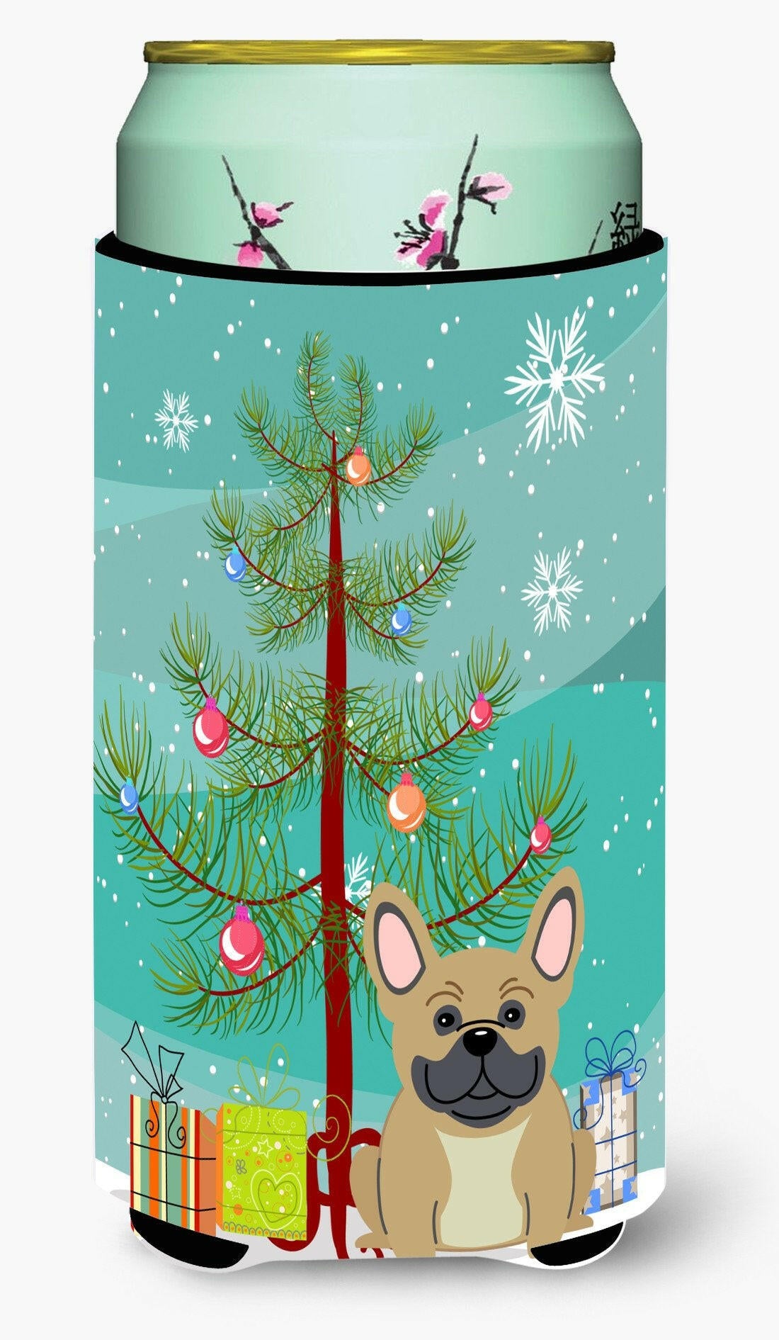 Merry Christmas Tree French Bulldog Cream Tall Boy Beverage Insulator Hugger BB4135TBC by Caroline&#39;s Treasures