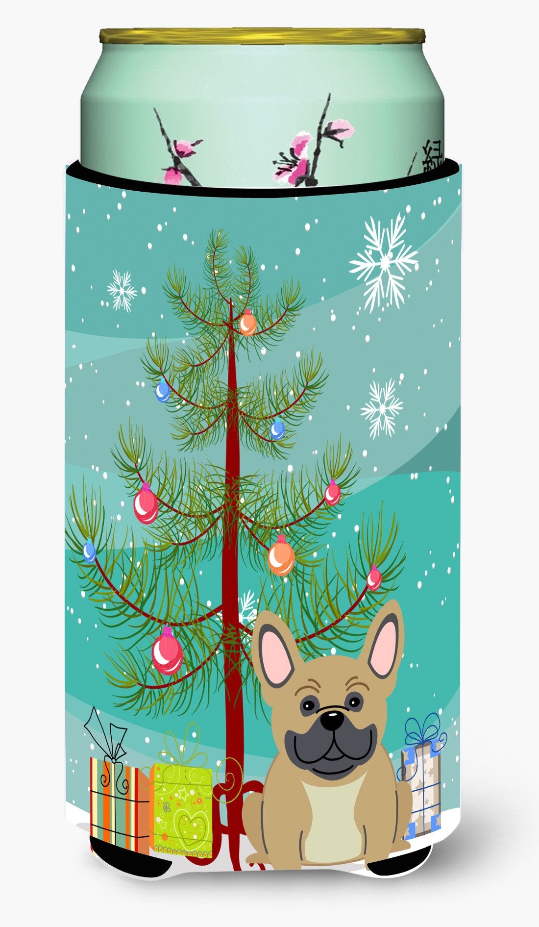 Merry Christmas Tree French Bulldog Cream Tall Boy Beverage Insulator Hugger BB4135TBC by Caroline's Treasures