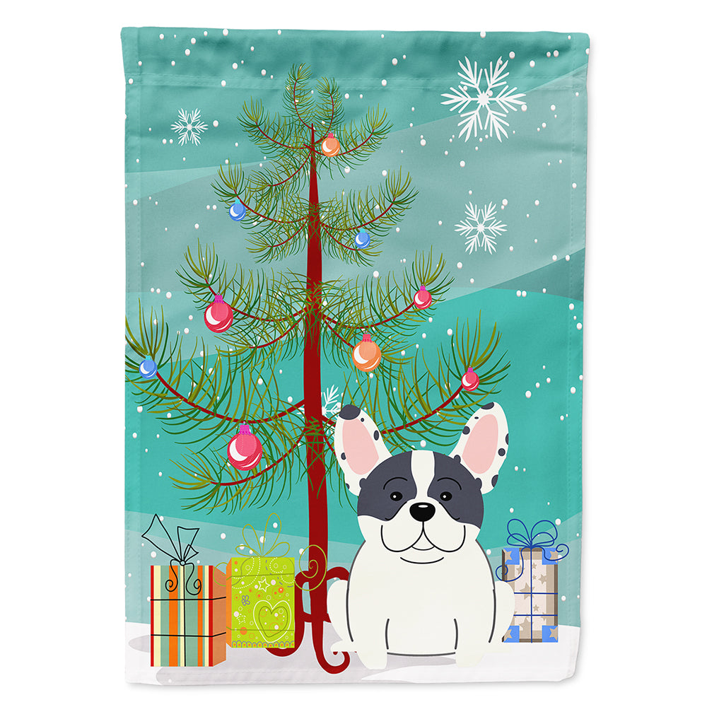 Merry Christmas Tree French Bulldog Piebald Flag Canvas House Size BB4136CHF