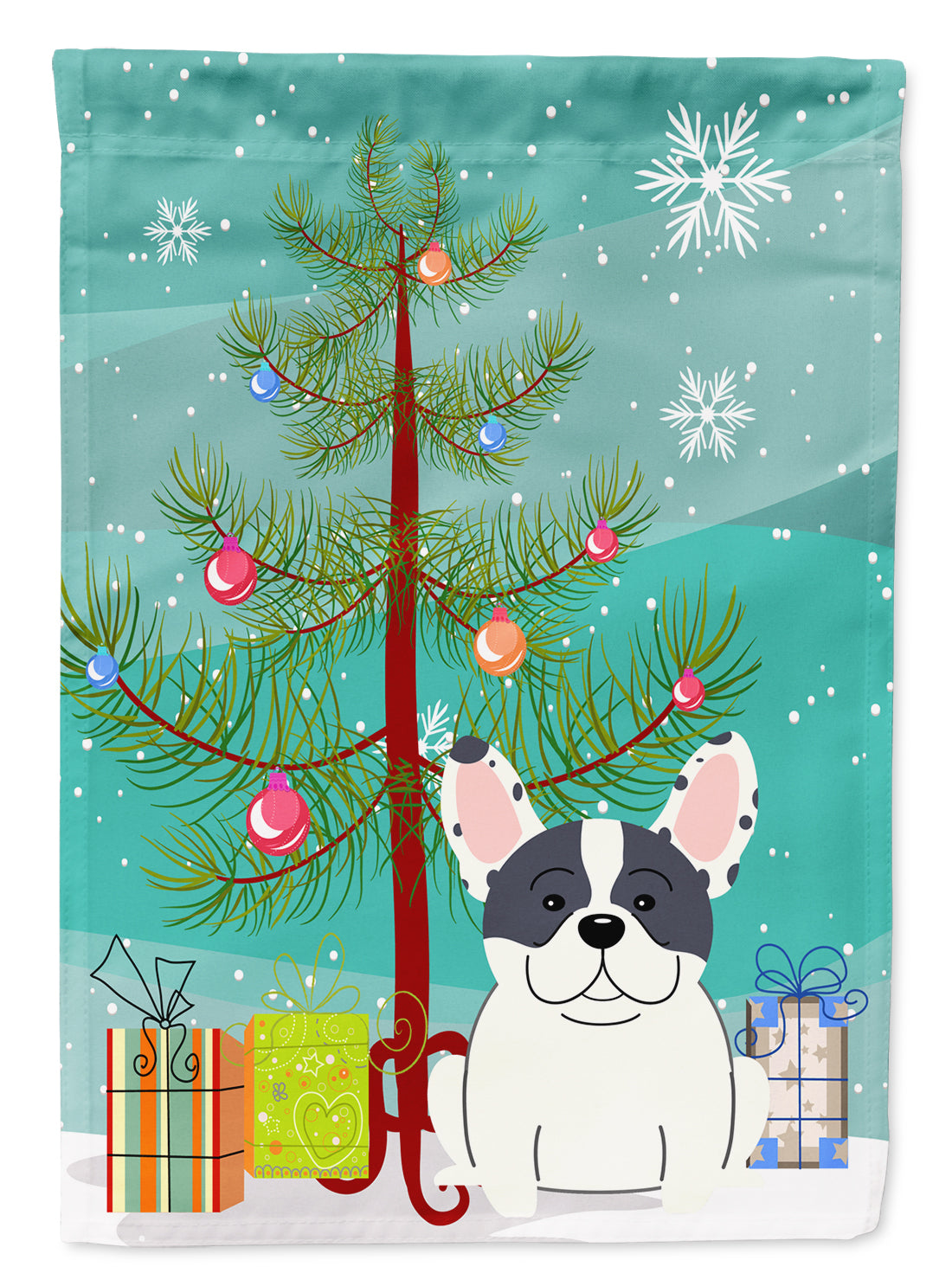 Merry Christmas Tree French Bulldog Piebald Flag Garden Size BB4136GF  the-store.com.