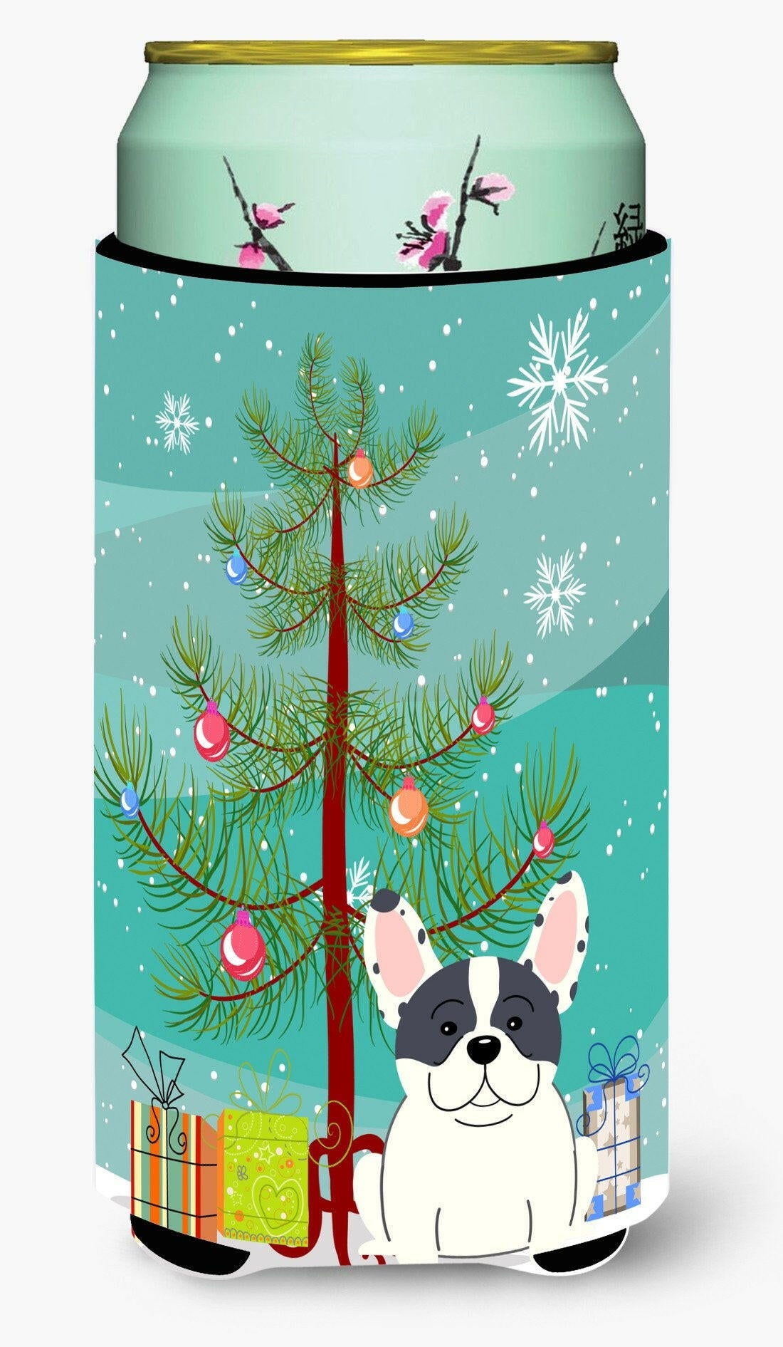 Merry Christmas Tree French Bulldog Piebald Tall Boy Beverage Insulator Hugger BB4136TBC by Caroline&#39;s Treasures
